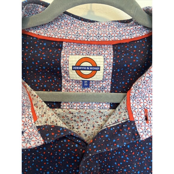 Jermyn & Bond Dark Purple Dress Shirt Button Up Speckle Print Sz 3XL 100% Cotton - Picture 4 of 8